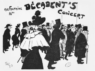 Poster Advertising a Concert at the Cafe des Decadents, 16bis rue Fontaine, Paris, c.1900 by Jules Alexandre Gruen or Grun